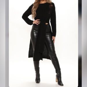 High Low Black Distressed Women's Sweater